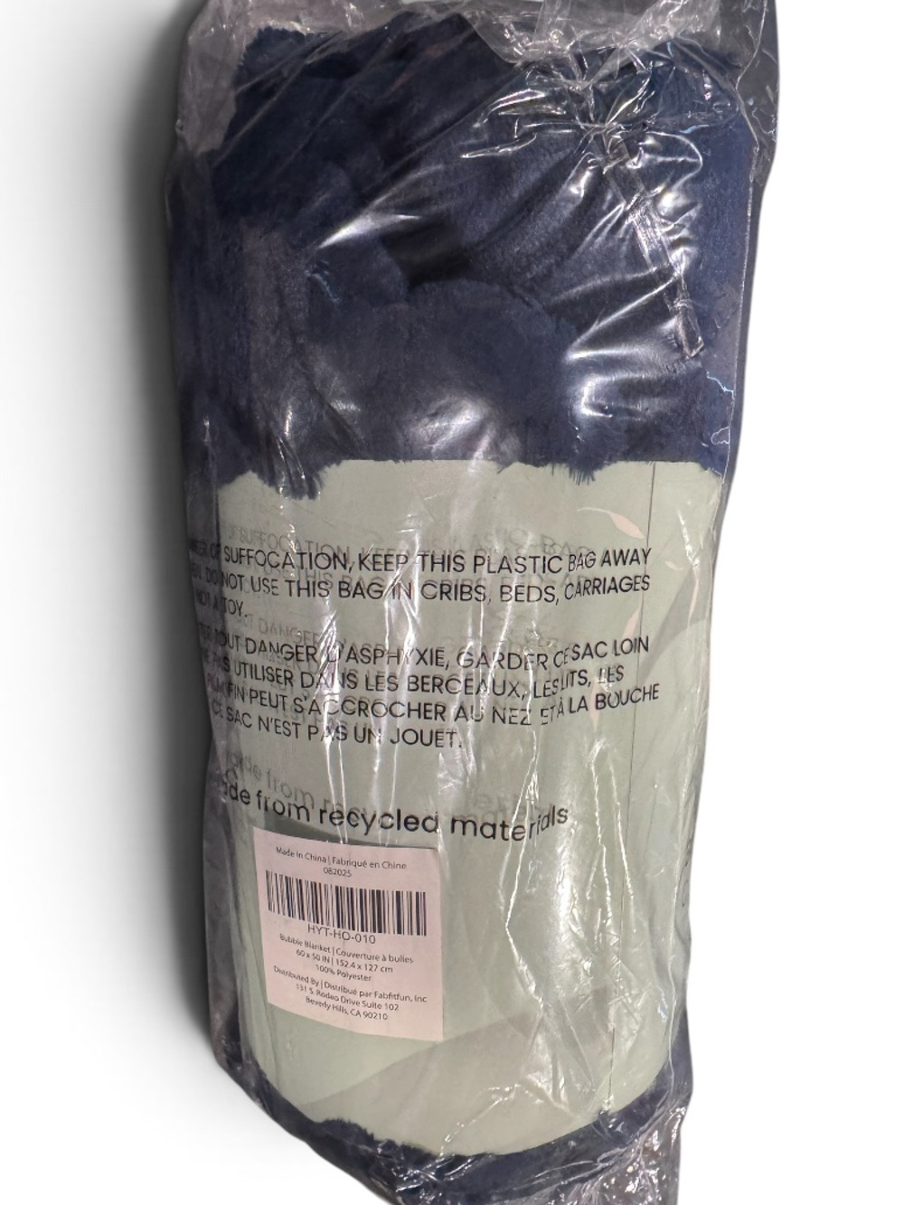 Hythe Bubble Blanket Navy Plush Faux Fur Throw 60x50 - Picture 10 of 12
